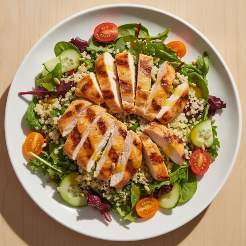 Grilled Chicken Salad with Mixed Greens and Quinoa