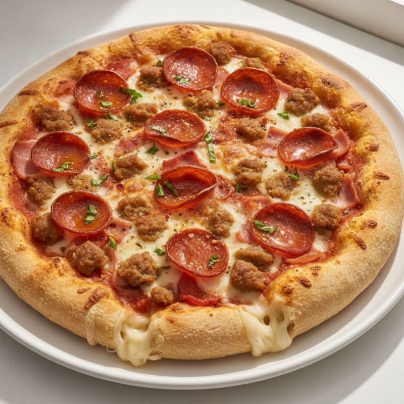 Hearty Meat Lovers Stuffed Crust Pizza