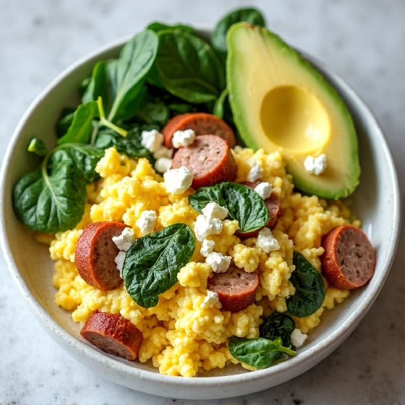 Egg White Scramble with Spinach and Turkey Sausage