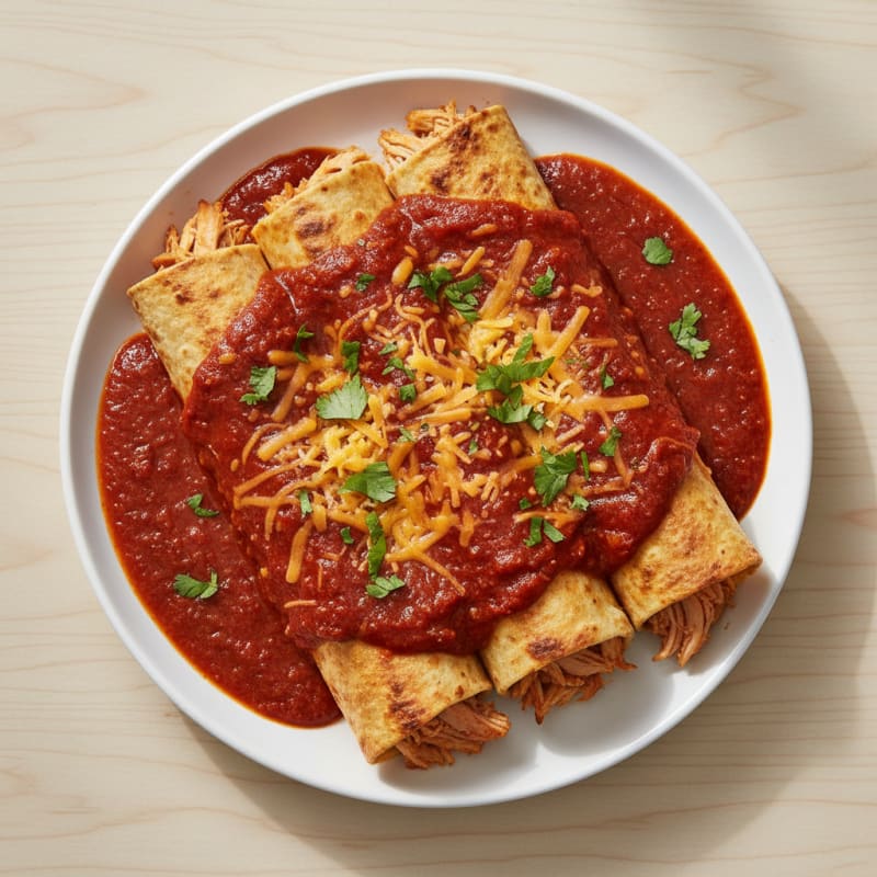 Chicken Enchiladas with Red Chili Sauce