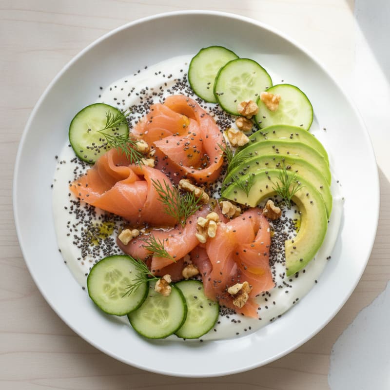 Silky Greek Yogurt Bowl with Chia Seeds and Smoked Salmon