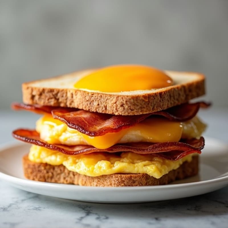 Crispy Turkey Bacon and Egg Breakfast Stack