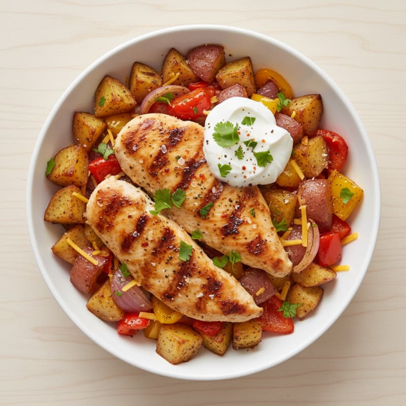 Mexican Chicken and Roasted Vegetable Bowl
