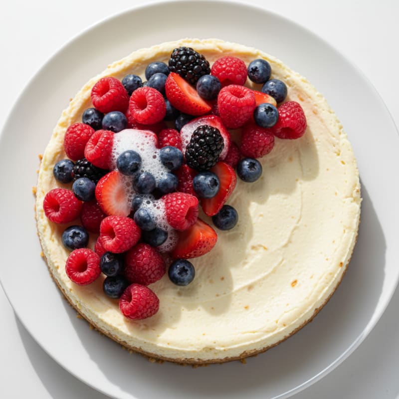 Creamy Greek Yogurt Protein Cheesecake with Mixed Berries
