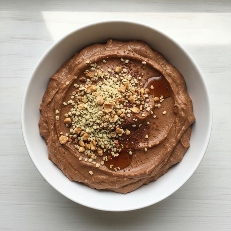 Chocolate Peanut Butter Protein Mousse with Hemp Seeds
