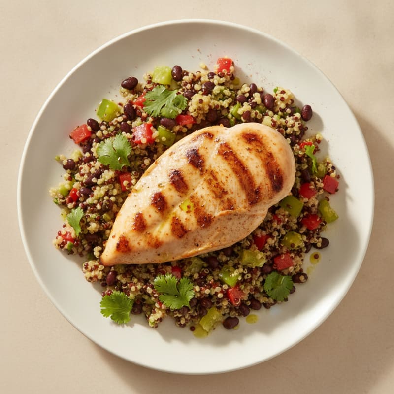 Grilled Chicken Breast with Black Bean Quinoa Salad