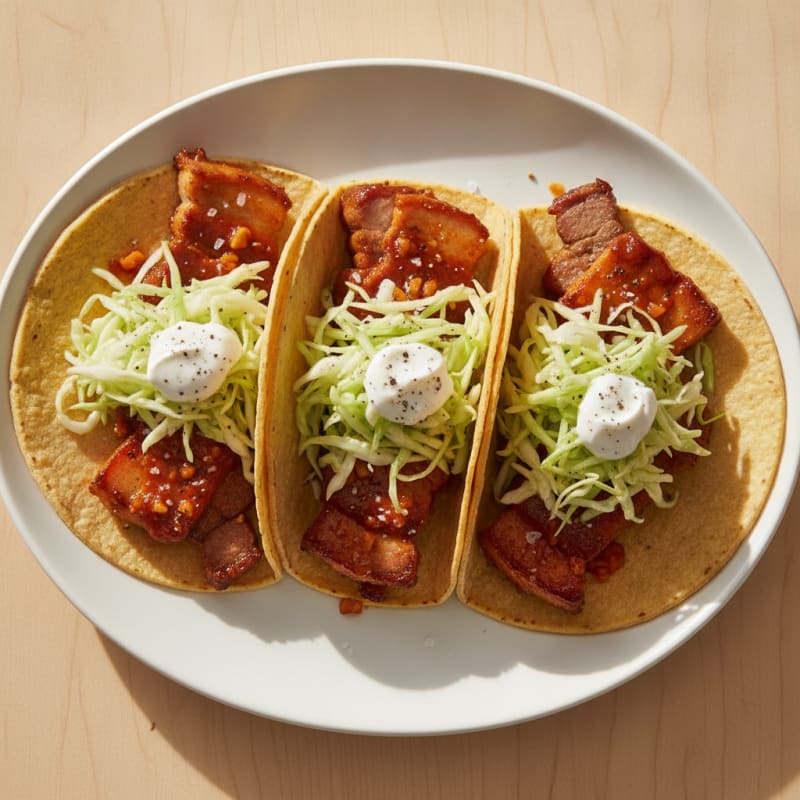 Spicy Gochujang Pork Belly Tacos