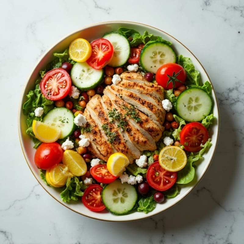 Fresh Mediterranean Chopped Salad with Herb-Marinated Feta
