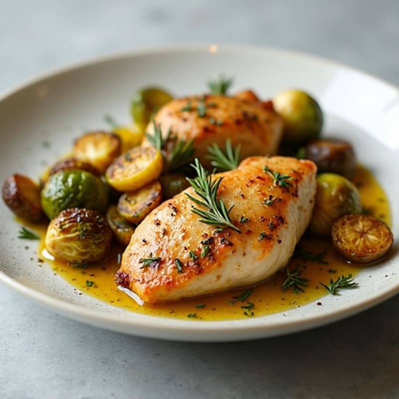 Herb-Roasted Chicken with Crispy Brussels Sprouts