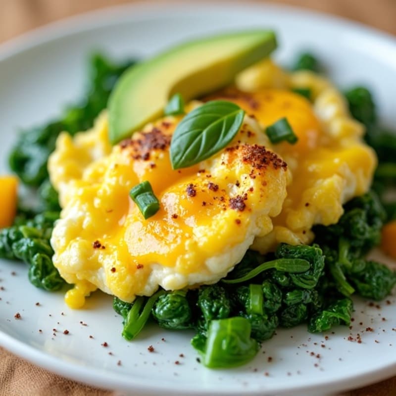 Egg White and Cottage Cheese Scramble with Baby Spinach