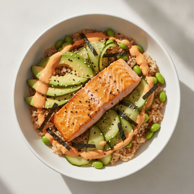 Sushi Rice Bowl with Salmon and Avocado