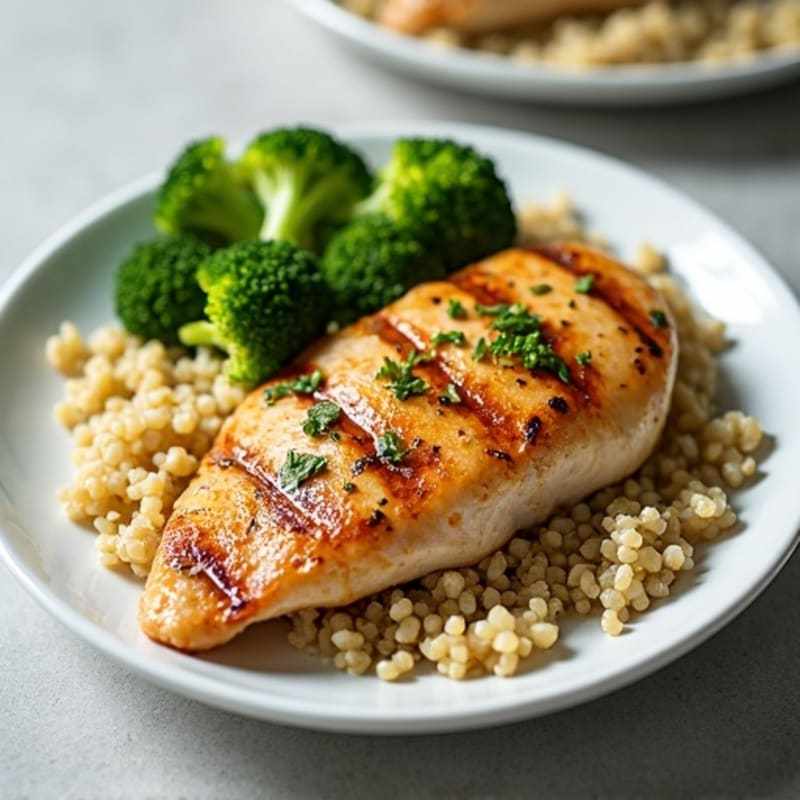 Grilled Chicken Breast with Quinoa and Steamed Broccoli