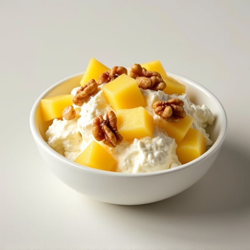 Cottage Cheese with Pineapple and Chopped Walnuts