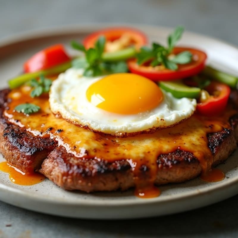 Crispy Steak and Pepper Egg Skillet with Melted Cheddar
