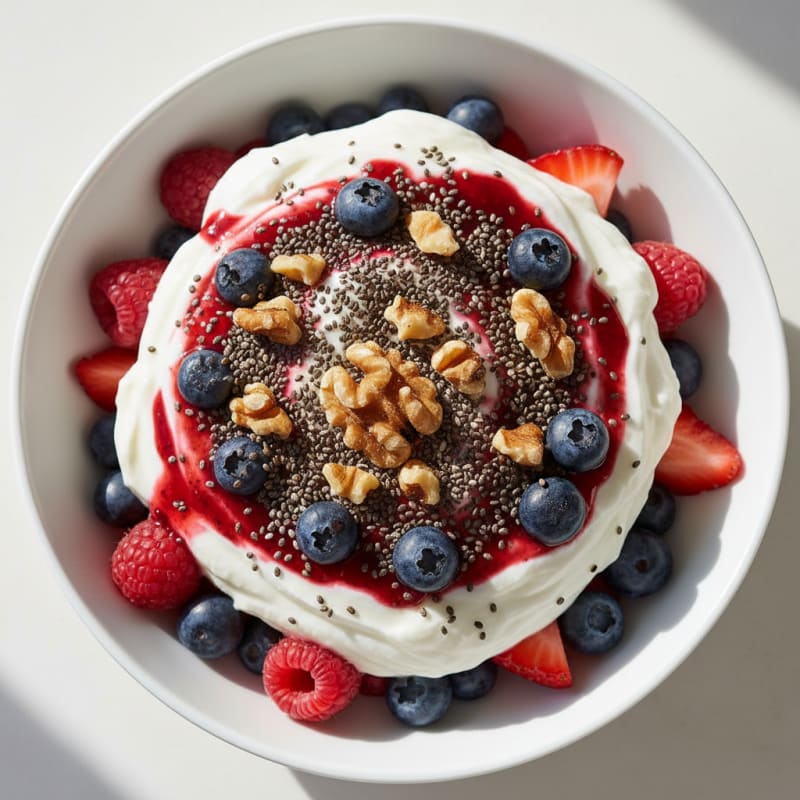 Creamy Greek Yogurt Parfait with Mixed Berries and Chia Seeds