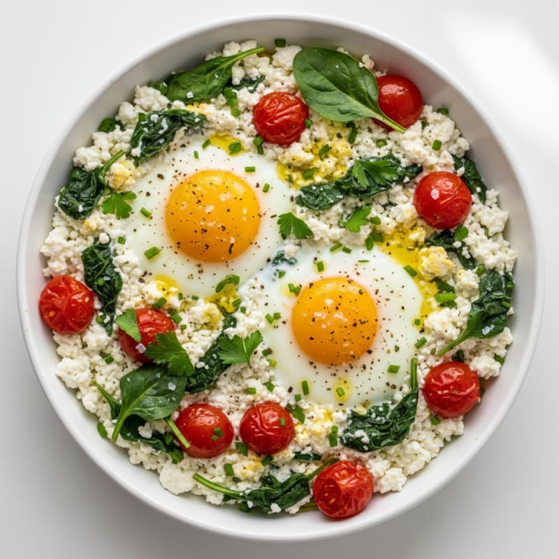 Baked Eggs with Herbed Cottage Cheese