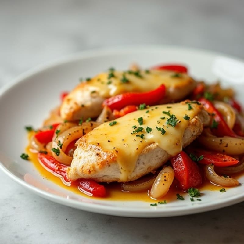 Sautéed Chicken with Peppers, Onions, and Melty Provolone