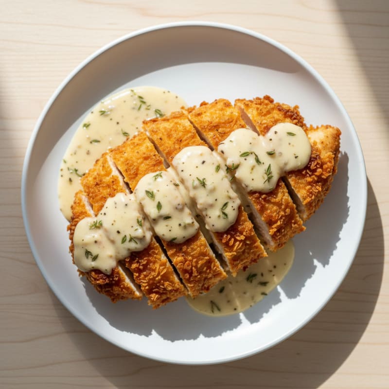 Crispy Buttermilk Fried Chicken with Creamy Gravy