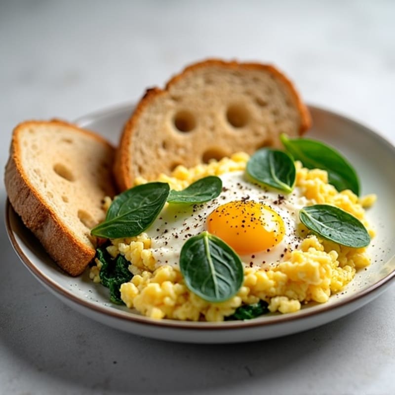 Egg White and Spinach Scramble with Cottage Cheese