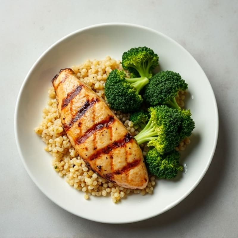 Grilled Chicken Breast with Quinoa and Steamed Broccoli