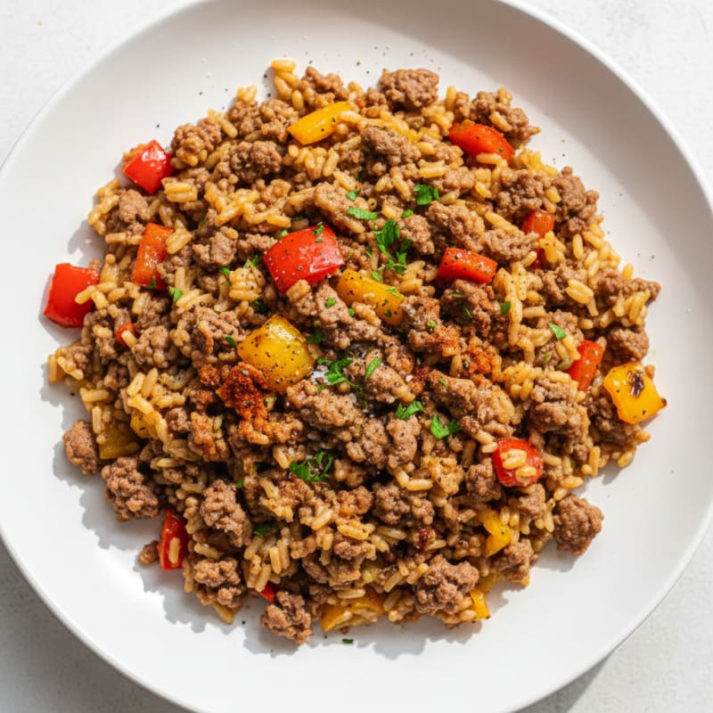Smoky Ground Beef and Rice Skillet