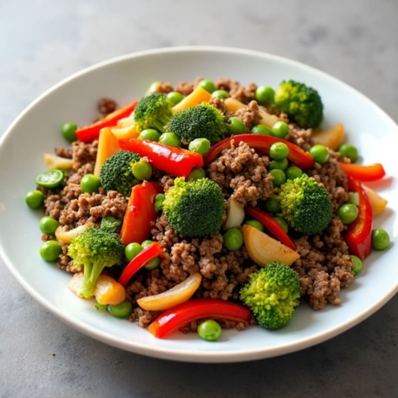 Garlic-Ginger Ground Beef Stir-Fry with Garden Vegetables