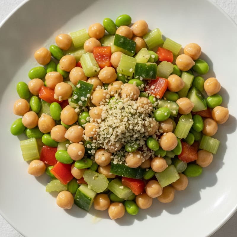 Chickpea Salad with Crunchy Vegetables and Lemon Dressing