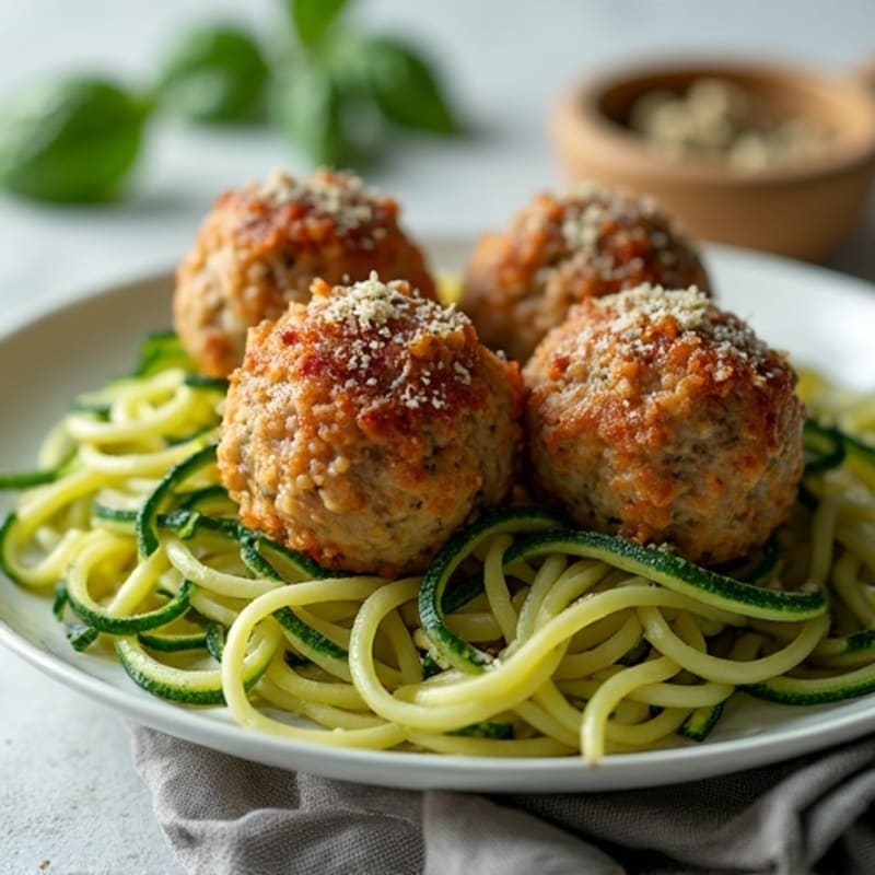 Herb-Crusted Lean Turkey Meatballs with Zucchini Noodles