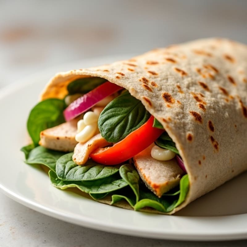 Lean Turkey and Crunchy Veggie Whole Wheat Wrap