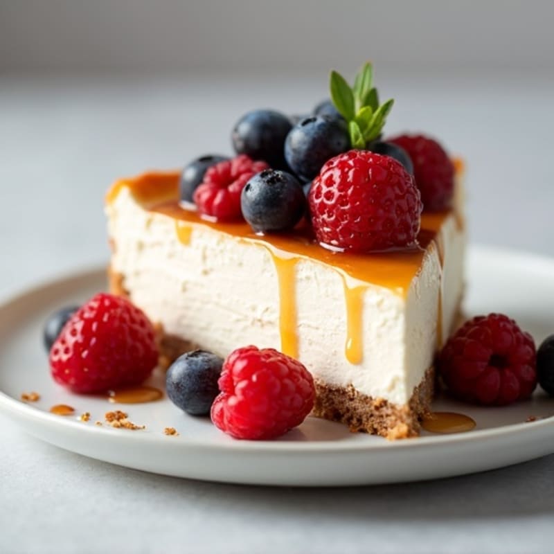 Creamy Greek Yogurt Protein Cheesecake with Mixed Berries