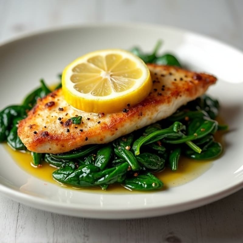 Lemon Garlic Pan-Seared Chicken with Sautéed Greens