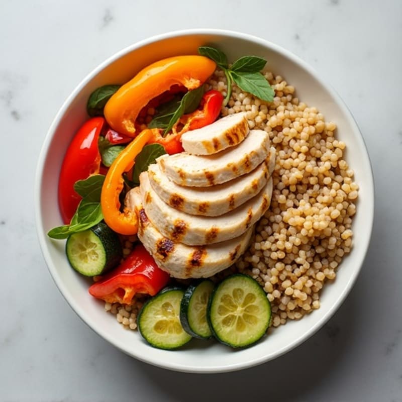 Grilled Chicken and Quinoa Bowl with Roasted Vegetables