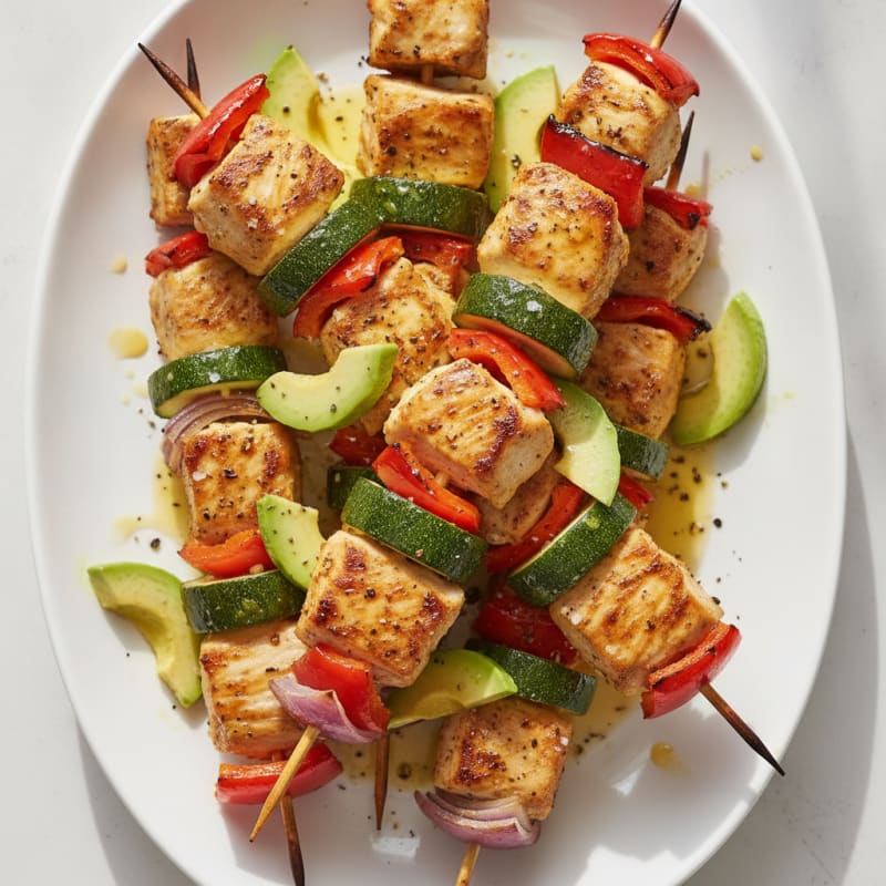 Baked Chicken and Veggie Skewers