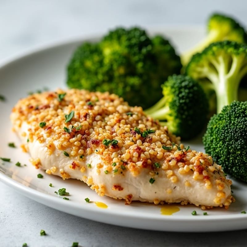 Herb-Crusted Almond Chicken with Roasted Broccoli