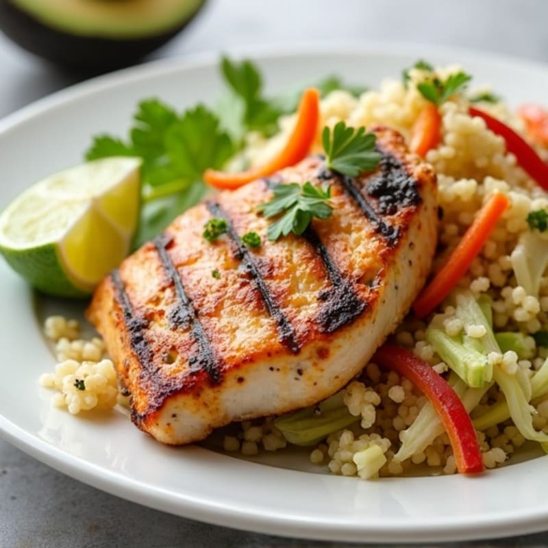 Grilled Chicken Breast with Crunchy Cabbage Slaw