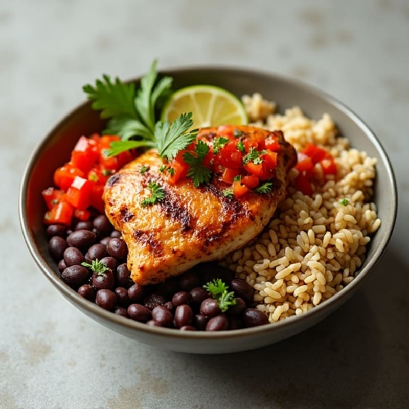 Spicy Black Bean Burrito Bowl with Cilantro Lime Rice