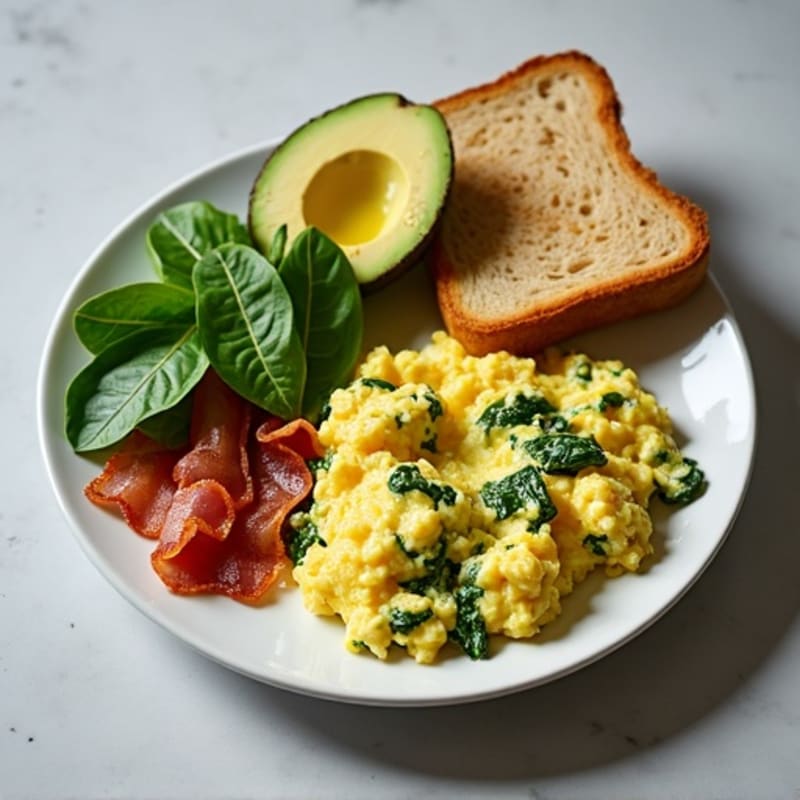 Egg White Scramble with Spinach and Turkey Bacon
