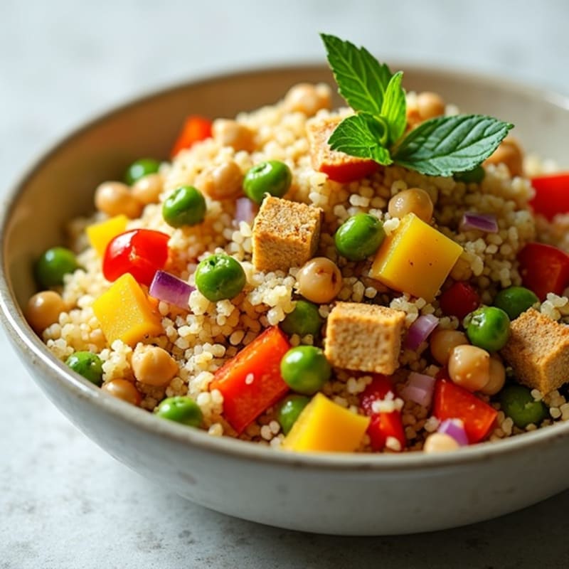 Fresh Quinoa Salad with Roasted Vegetables and Zesty Lemon Dressing