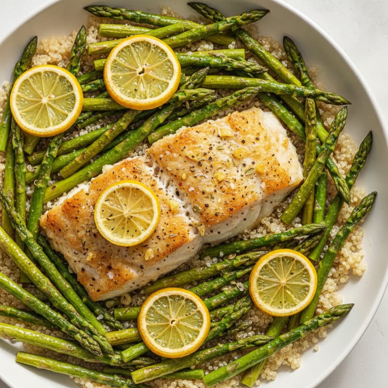 Lemon Herb Baked Cod with Asparagus