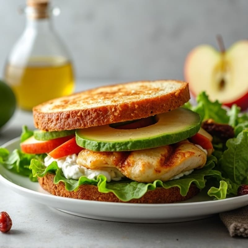 Grilled Chicken and Avocado Brown Bread Sandwich with Mixed Leaf Salad