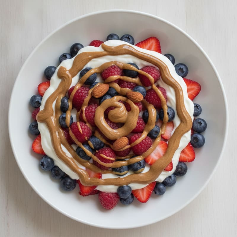 Greek Yogurt Protein Parfait with Berries and Almond Butter