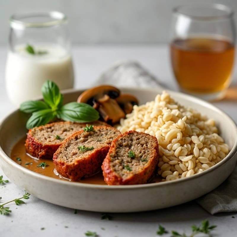 Herb-Seasoned Turkey Meatloaf with Mushroom Gravy