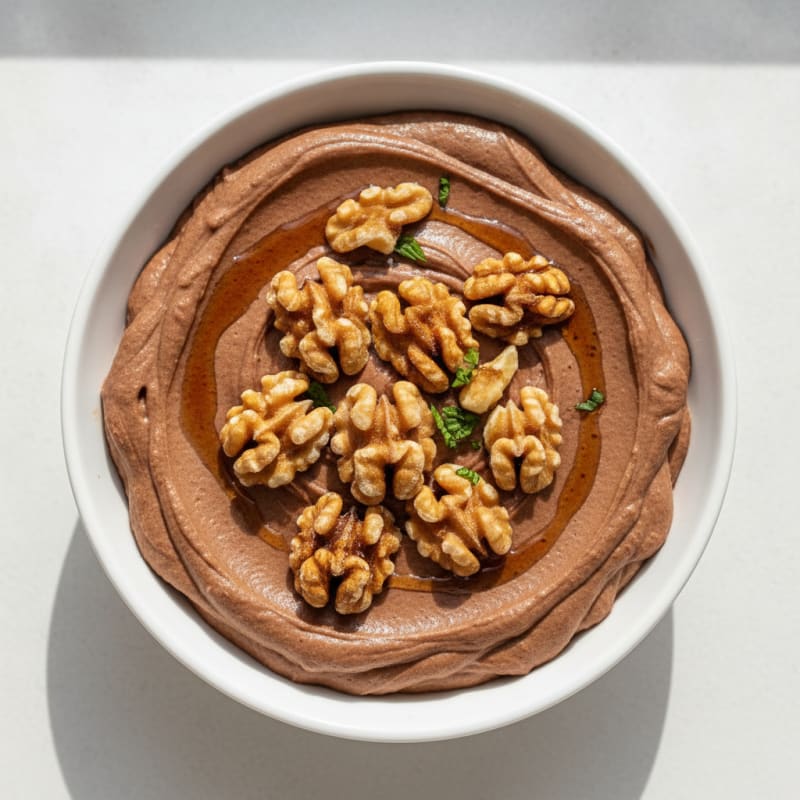 Chocolate Protein Mousse with Toasted Walnuts