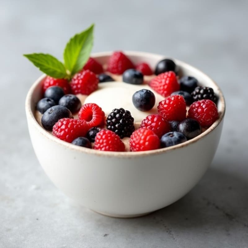 Creamy High-Protein Cottage Cheese Cheesecake Bowl with Fresh Berries