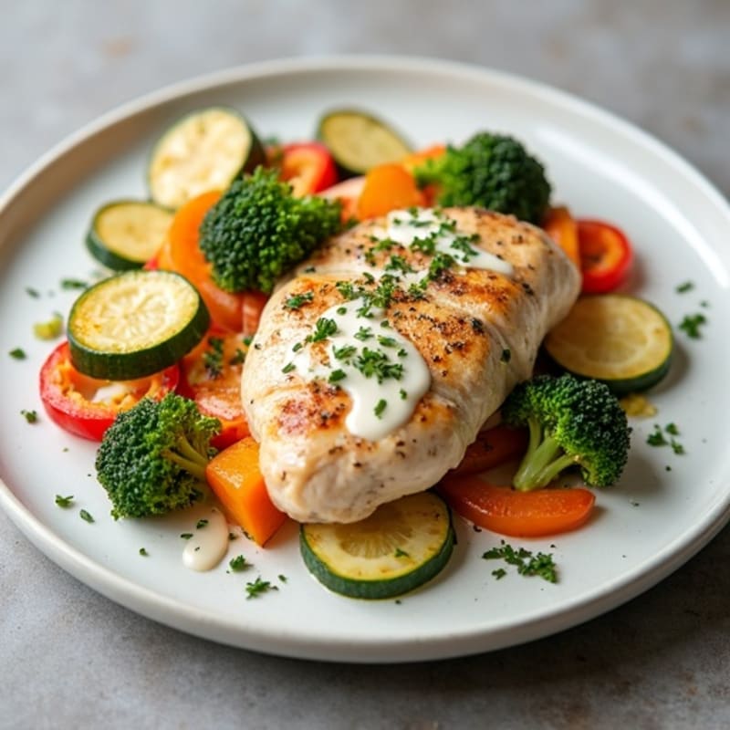 Creamy Chicken and Roasted Vegetable Bake