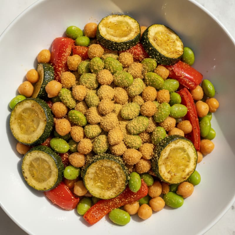 Chickpea and Roasted Vegetable Protein Bowl