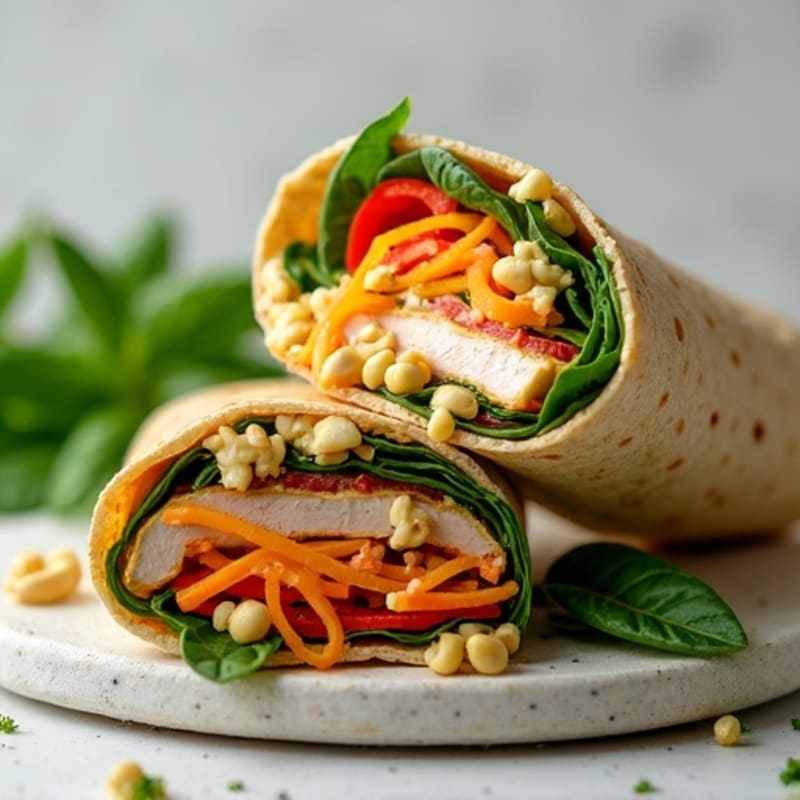 Crunchy Rainbow Veggie Wrap with Herb Cashew Spread
