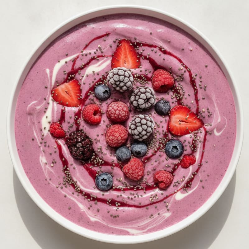 Silky Tofu Protein Smoothie with Chia and Berries