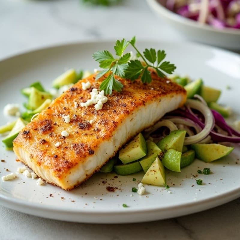 Blackened Cod with Creamy Avocado Slaw