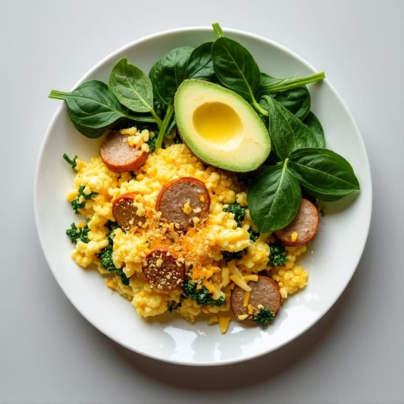 Egg White and Turkey Sausage Scramble with Spinach